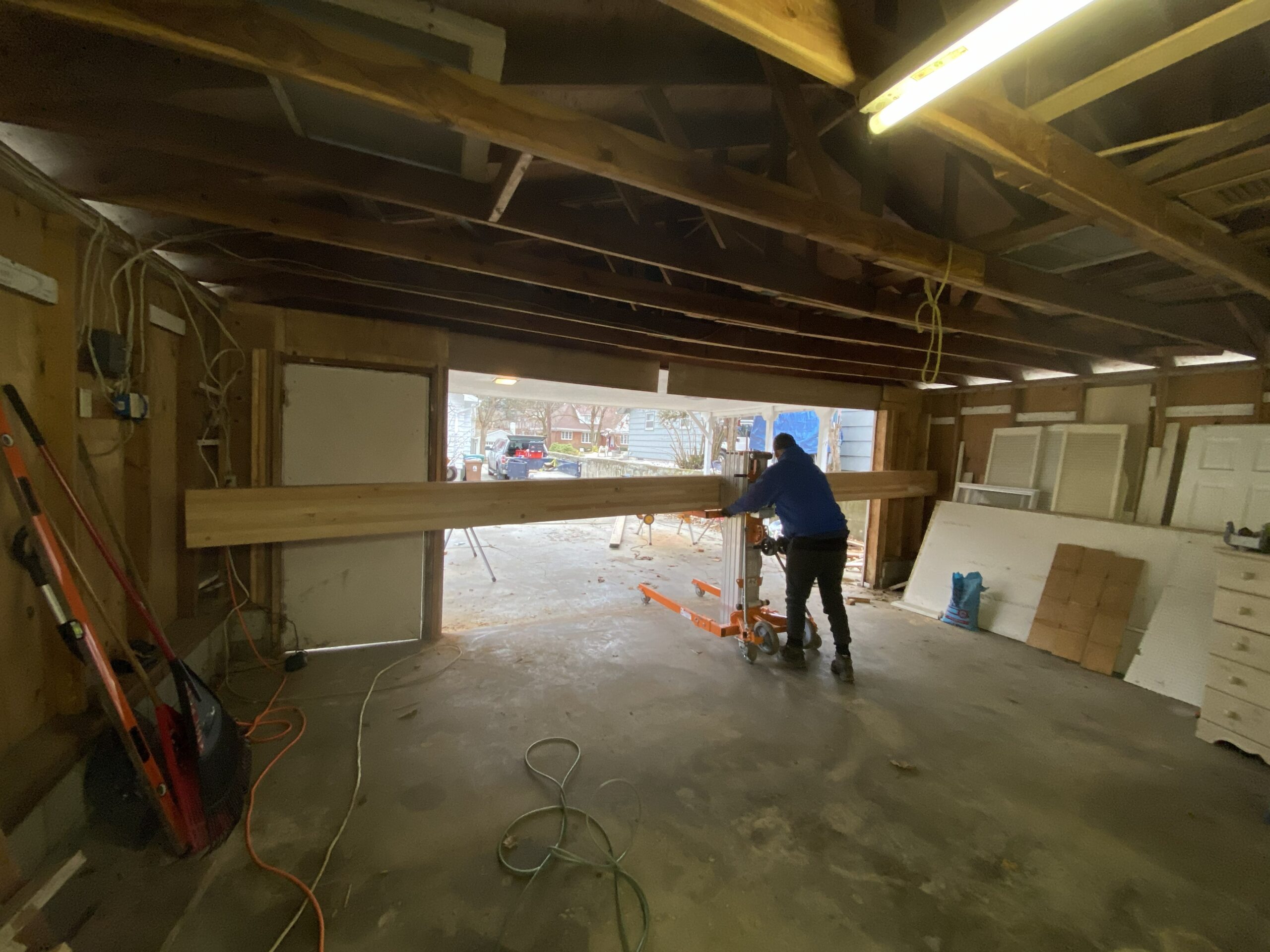 Structural beam installation - LVL beam in residential remodel